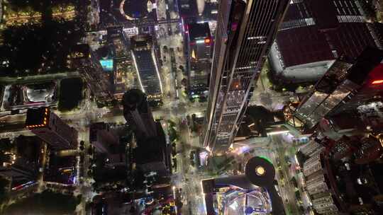 深圳夜晚夜景平安金融中心航拍城市地标高楼视频素材模板下载