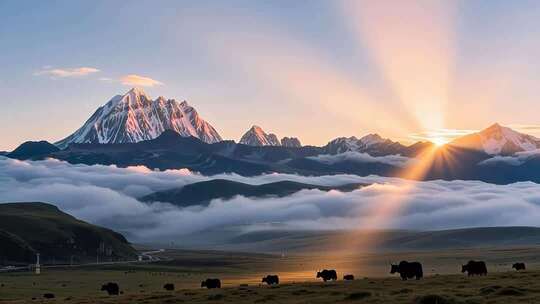 川西超美雪山日出云海4K