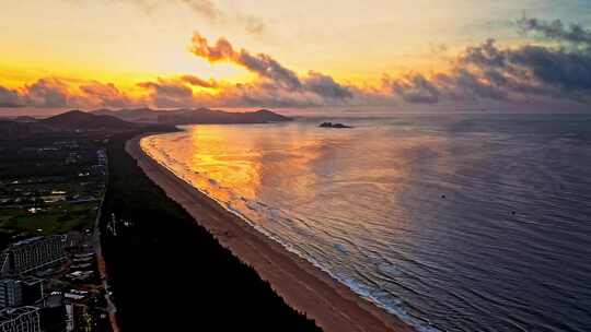 海浪沙滩海浪拍打沙滩航拍素材