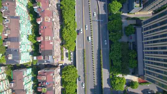 杭州市区定安路马路车辆车流风景视频素材