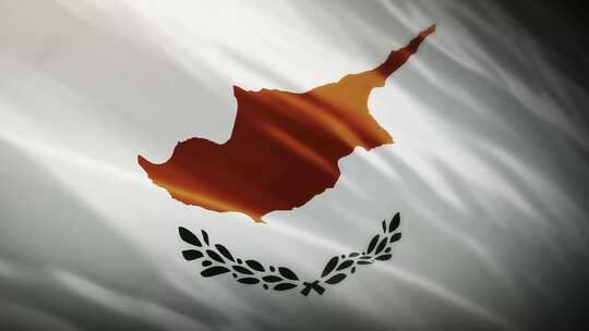 塞浦路斯国旗挥舞-4K