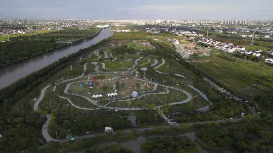 花开海上生态园景区（上海金山区）4K航拍