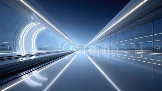 未来科技感轨道交通站台空间展示