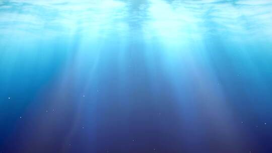 海水下的蓝色海洋灯光光线背景循环动画