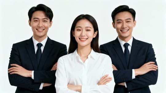 商务精英团队自信微笑形象展示视频