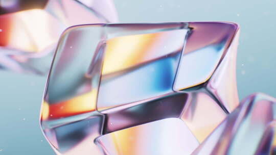 抽象透明玻璃宝石背景三维渲染