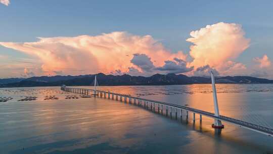 深圳湾跨海大桥深圳湾大桥日出航拍