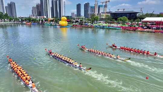佛山沥桂杯龙舟赛端午赛龙舟航拍