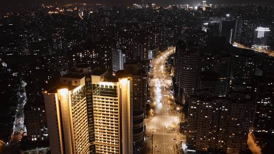 上海浦西夜景延时航拍