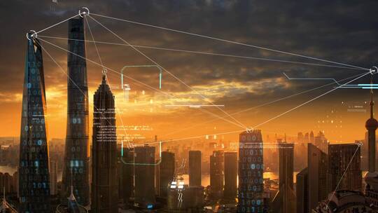 全息数字科技城市穿梭建筑生长数字智慧城市