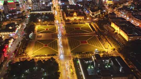 大连人民广场夜景航拍