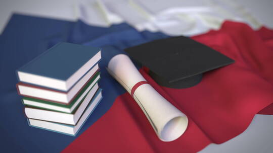 捷克国旗毕业帽和文凭视频素材模板下载