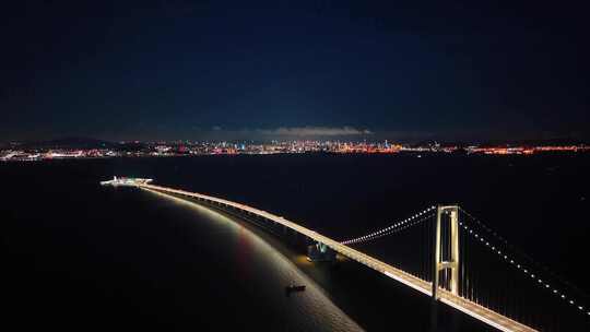 深中通道深中大桥夜景航拍