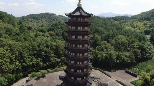 海派浙江绍兴新昌大佛寺佛塔视频素材模板下载