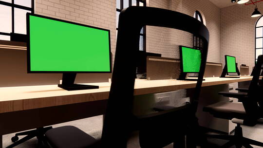 4K办公室电脑抠像素材