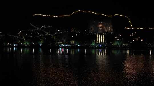 洛阳旅游龙门石窟夜景夜游龙门