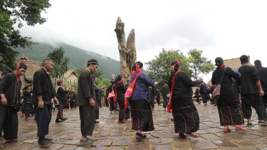 沧源翁丁少数民族佤族载歌载舞节日
