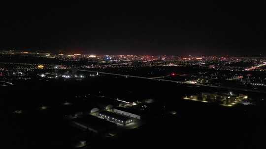 航拍甘肃酒泉城市夜景