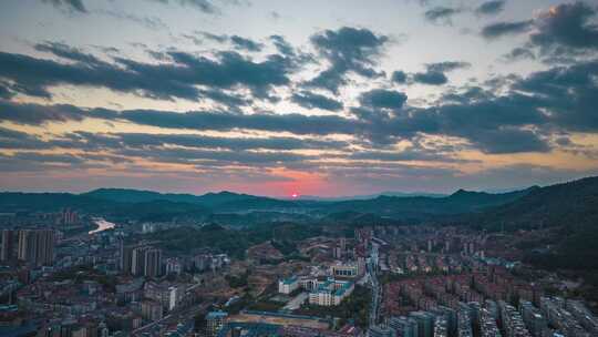 夕阳晚霞日落火烧云延时摄影
