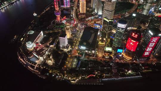 陆家嘴夜景航拍风光