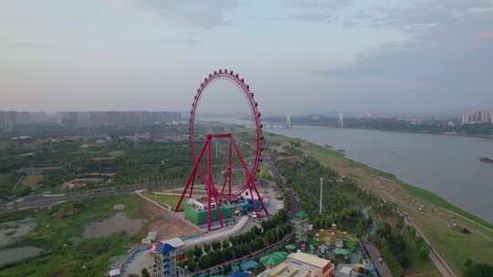 湖南湘潭市雨湖区万楼青年码头航拍4k