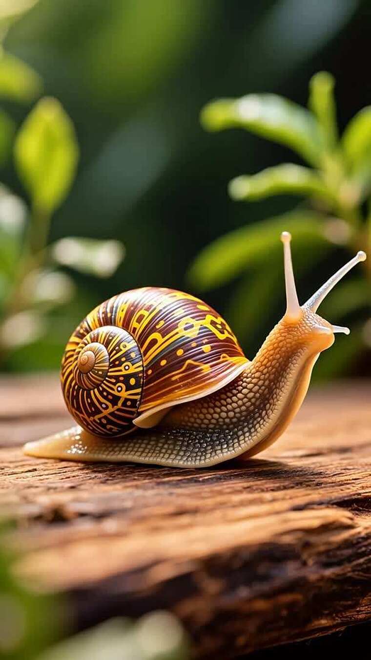 蜗牛在木头上爬行素材