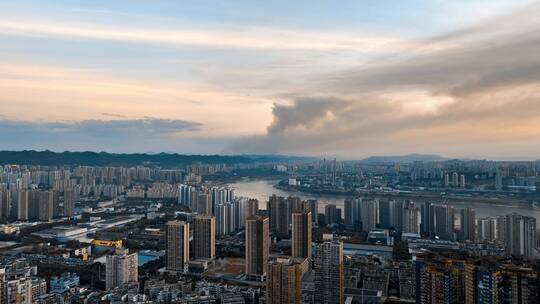 4K大气城市航拍日出日落夜景