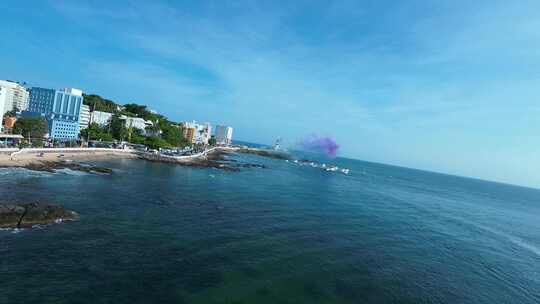 巴西巴伊亚州萨尔瓦多海岸海滩。旅游景观。视频素材模板下载