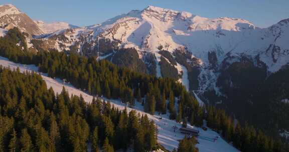 Morzine，雪，山，树