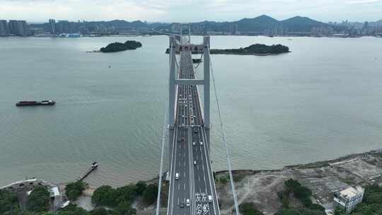 东莞虎门大桥航拍广东珠江河流风景高速桥梁