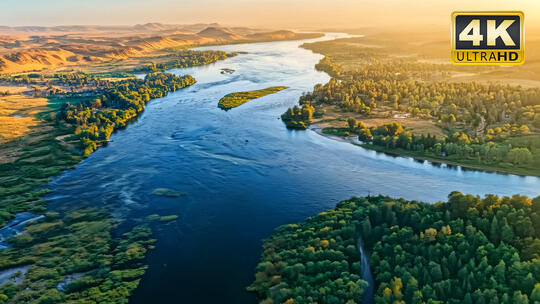 航拍水面湖面河面光影唯美风景风光14