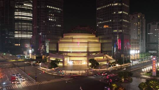 徐家汇港汇恒隆广场夜景视频素材模板下载