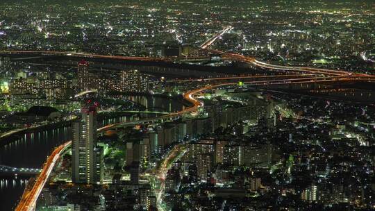 城市景观在夜间的时间流逝