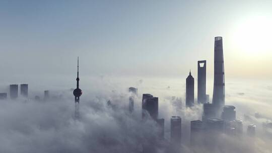 上海天际线平流雾视频素材模板下载