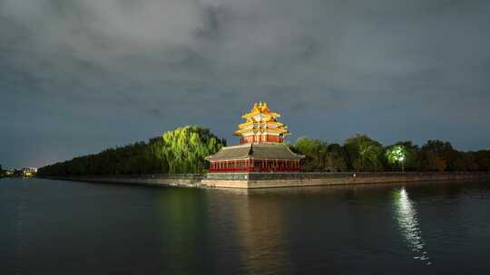 夜晚北京角楼延时摄影