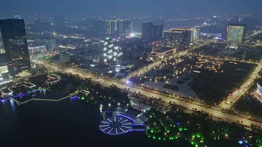 江苏省盐城市聚龙湖公园夜景