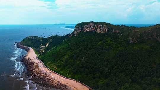 茂名童子湾疍家墟晏镜岭海滩航拍高清4K视频