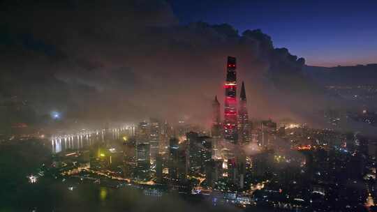 上海夜景 陆家嘴夜景 金融城 城市黎明