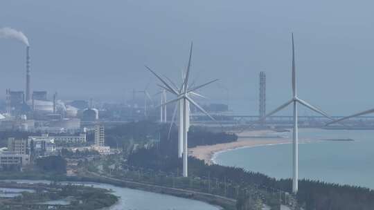 海南鱼鳞洲海岸风车航拍