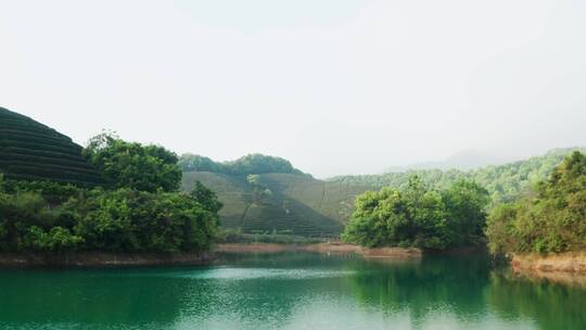 杭州西湖区龙坞镇光明寺水库航拍