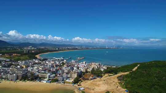 航拍三亚后海皇后湾及海棠湾海岛海浪