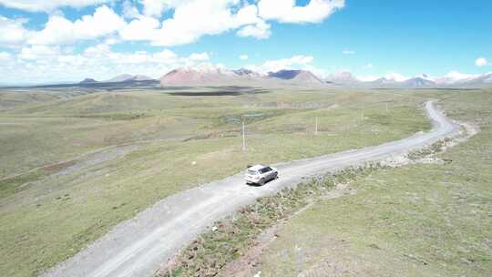 自驾西藏 无人盘山路 航拍环绕 群山