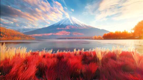 唯美富士山樱花风景