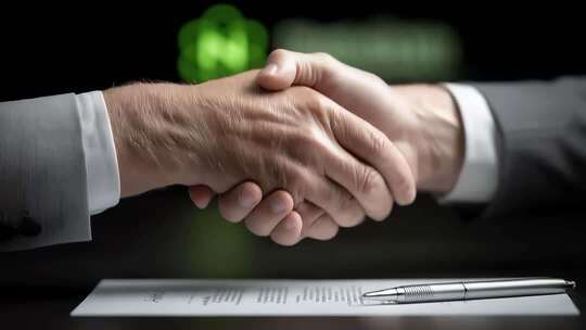 商务合作握手达成共识
