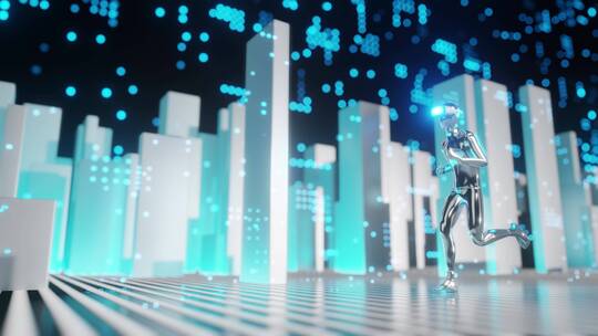 元宇宙虚拟城市中奔跑的智能机器人