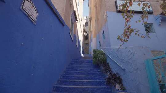 蓝色，独特，楼梯，Chefchaouen