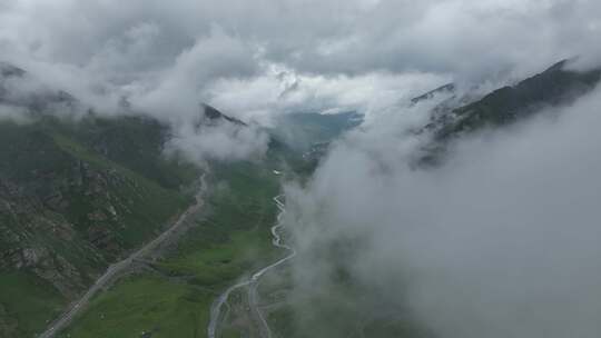 新疆 独库公路 山脉 草原 云海