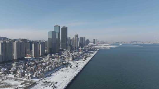 城市雪景 冬天 城市雪景航拍