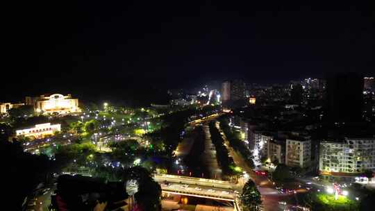 广东云浮夜景云浮南山河夜景航拍