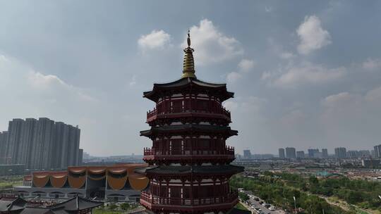 洛阳古建筑瀍壑朱樱塔航拍大运河博物馆地标